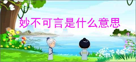 妙不可言是什么意思